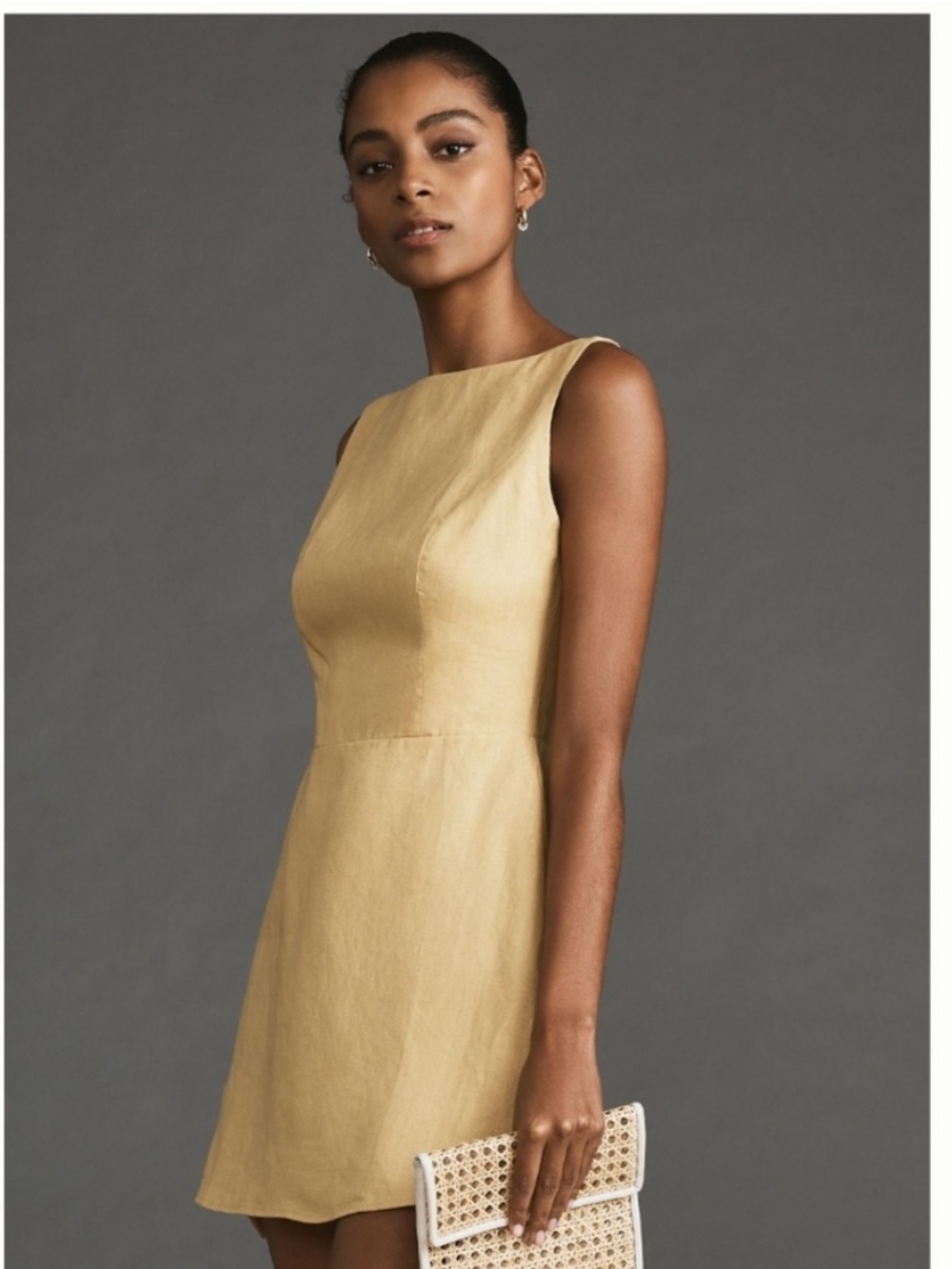Reformation Sleeveless Mini Dress in Light Mustard